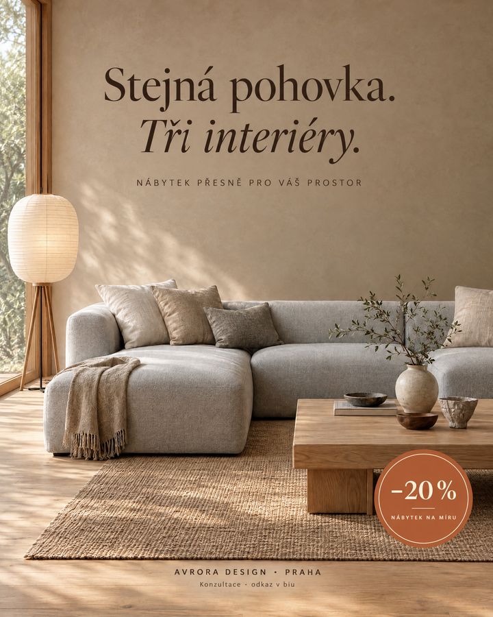 Stejná pohovka. Tři interiéry. Nábytek přesně pro váš prostor